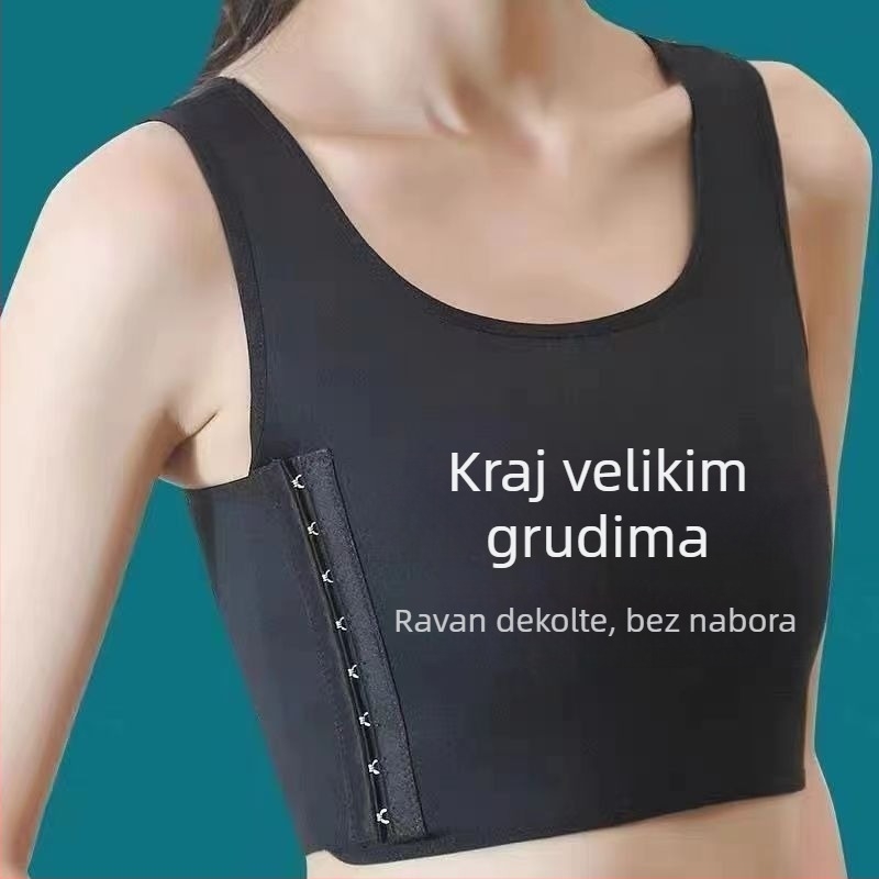 Bešavno oblikovana grudnjaka od najlona za oblikovanje poprsja s podesivim čašicama (tanke gore, debele dolje), duljina do trbuha, koledž-stil leđa