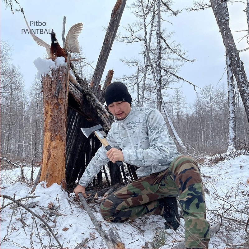 Kamuflažni fleece kardigan jakna – unisex, odvojiva, baršunasta podstava, poliester tkanina, zima/jesen