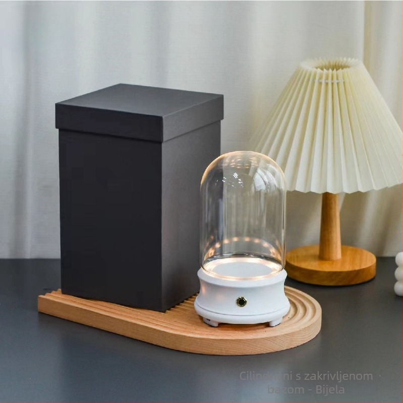 Flower Encounter Bluetooth zvučnik s LED svjetlom ispod staklena poklopca, ukras od smole – mini pejzažni dekor