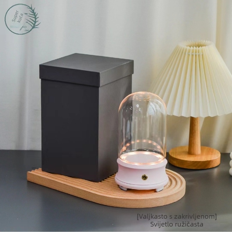 Flower Encounter Bluetooth zvučnik s LED svjetlom ispod staklena poklopca, ukras od smole – mini pejzažni dekor