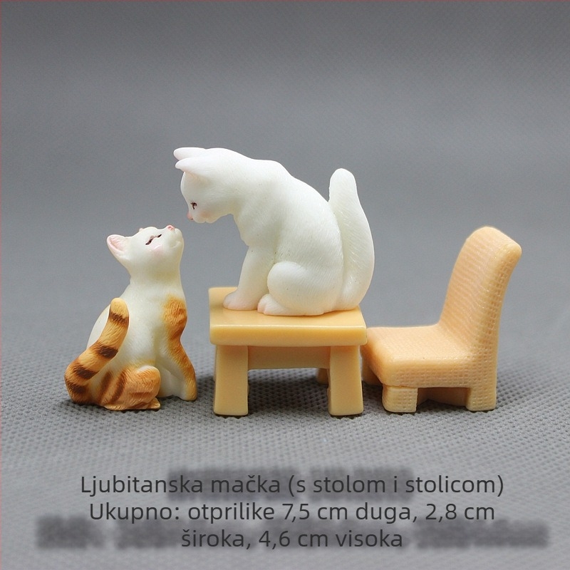 Mačja figurica od smole, stolna dekoracija s mini krajolikom u karikaturalnom stilu; materijal: smola; kategorija: crtani film; stil: kineski stil