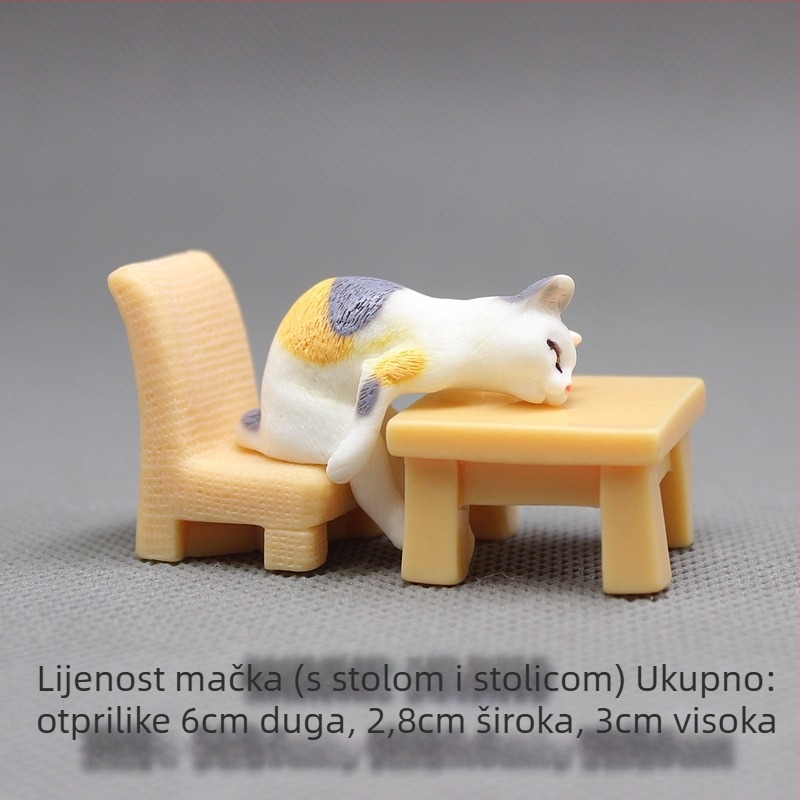 Mačja figurica od smole, stolna dekoracija s mini krajolikom u karikaturalnom stilu; materijal: smola; kategorija: crtani film; stil: kineski stil