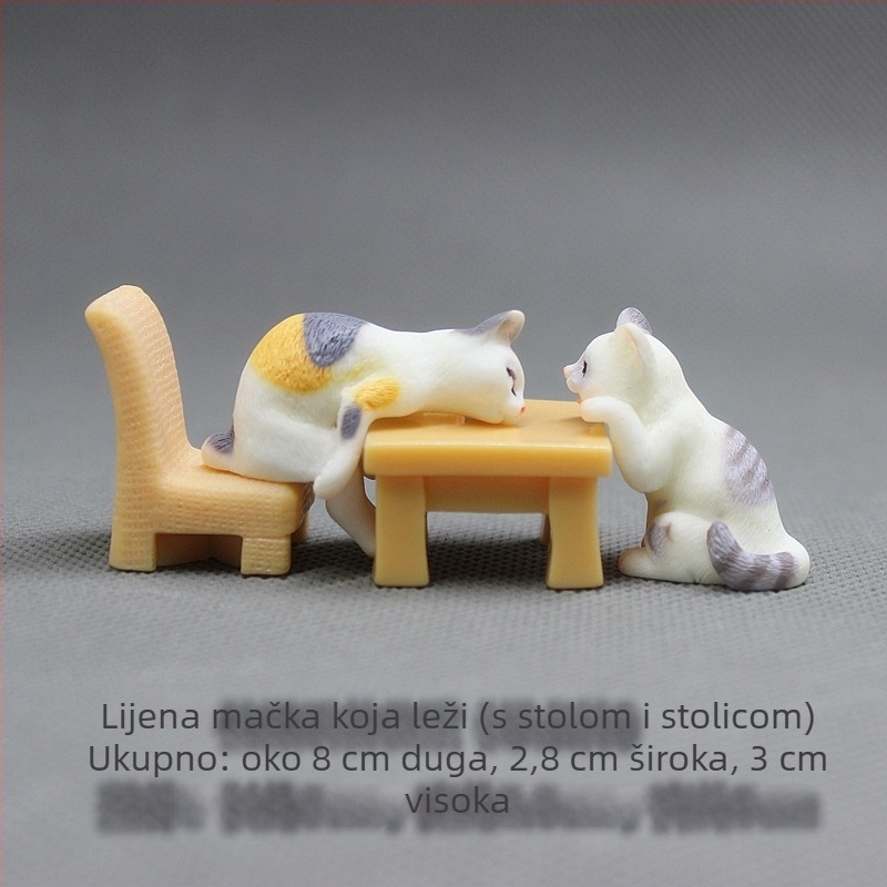 Mačja figurica od smole, stolna dekoracija s mini krajolikom u karikaturalnom stilu; materijal: smola; kategorija: crtani film; stil: kineski stil