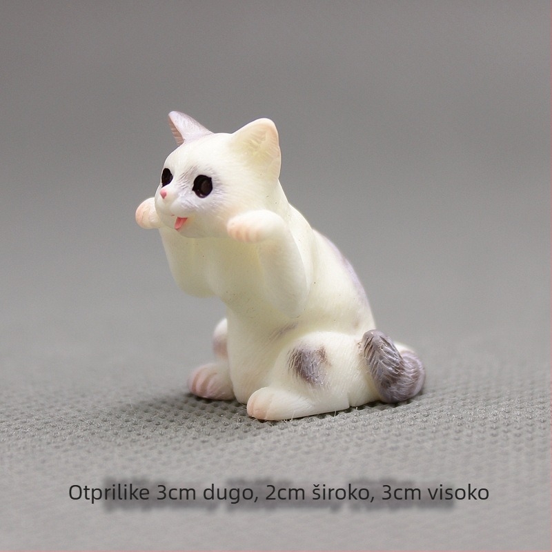 Mačja figurica od smole, stolna dekoracija s mini krajolikom u karikaturalnom stilu; materijal: smola; kategorija: crtani film; stil: kineski stil