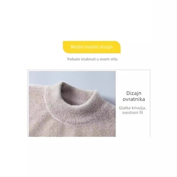 Muški pulover s polu visokim ovratnikom, dugi rukavi, 99% poliester, zimski model