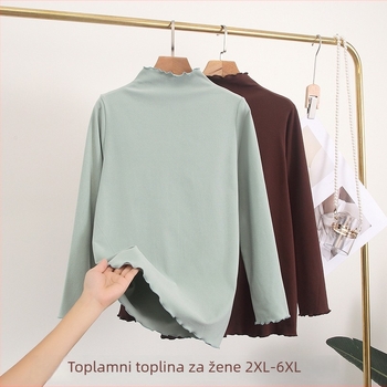 Ženski pleteni top s valovitim ovratnikom, De Velvet tkanina, mješavina poliestera i elastana, udoban kroj, dugi rukavi, standardna duljina (50–65 cm)