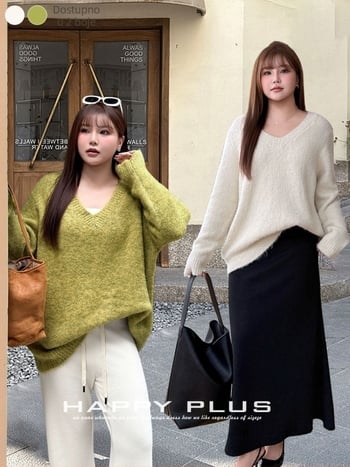 Pulover s kapuljačom od alpaka vuna, pleteni, V-izrez, dugi rukav, srednja duljina, ležeran stil, zima 2025