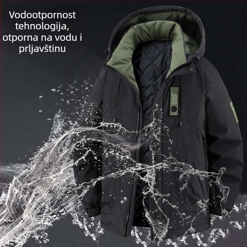Trostruko vodootporna radna jakna s kapuljom, poliester punjenje