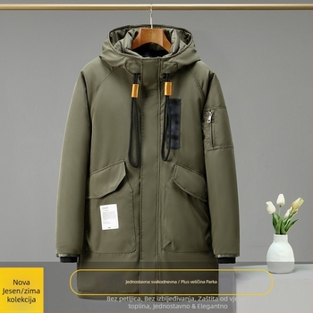 Muški parkas s kapuljačom, punjenje od poliestera, podstava od poliestera, zatvarač, srednja duljina