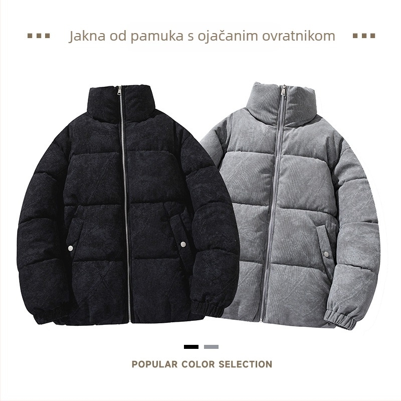 Jakna s pamukovim puniljem, stojeći ovratnik i zatvarač, Chenille tkanina, vanjski materijal: poliesterski, punilo od imitacije svile i pamuka