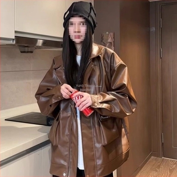 Qunzhuo Ženska jakna od umjetne kože, bez rukava, četvrtasti ovratnik, zatvarač, stil kraljevske sestre, proljeće 2025