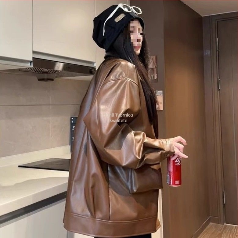 Qunzhuo Ženska jakna od umjetne kože, bez rukava, četvrtasti ovratnik, zatvarač, stil kraljevske sestre, proljeće 2025