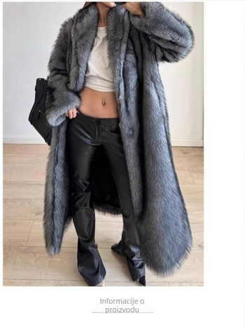 Bolavi ženski ekološki lažni krzneni kaput, produženi kroj, rever ovratnik, dugi rukavi, mješavina Spandexa, proljeće 2025, Stil Kraljevske Sestre