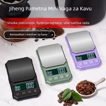 Visokoprecizna elektronička vaga za kavu s automatskim tajmerom, kapacitet 2 kg, elektroničko mjerenje, napajanje putem punjenja ili AA baterije