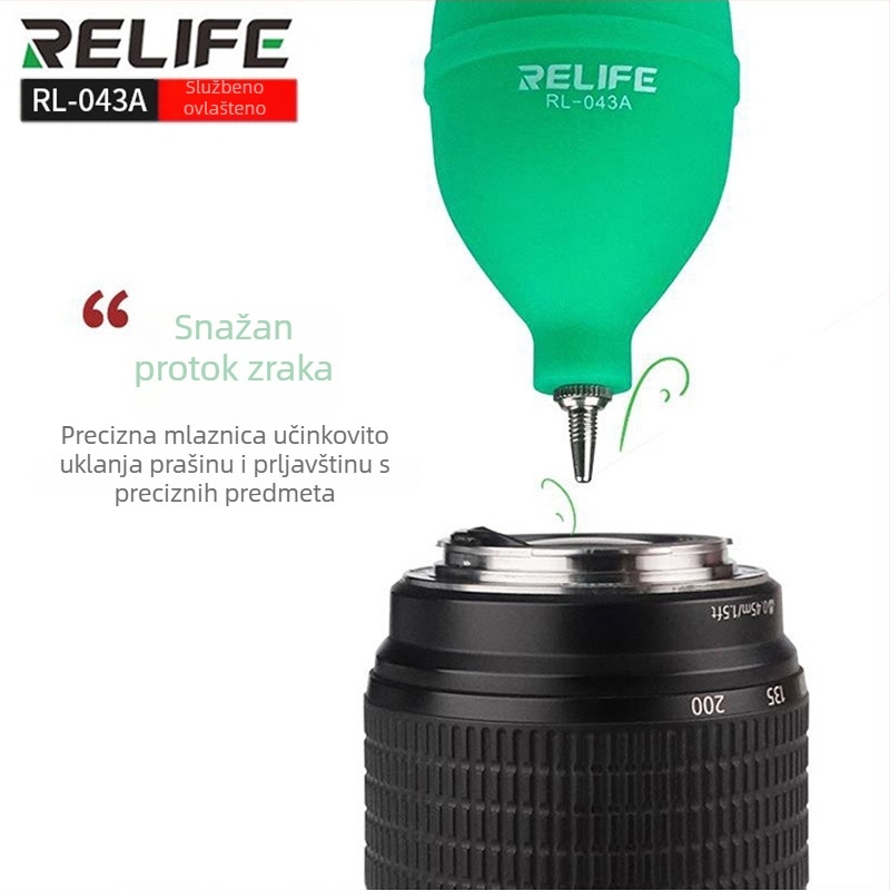 Usisivač zraka za čišćenje kamere - silikon tijelo, jednosmjeran dotok zraka, odvojivi izlaz zraka, uključuje kuglicu za prašinu