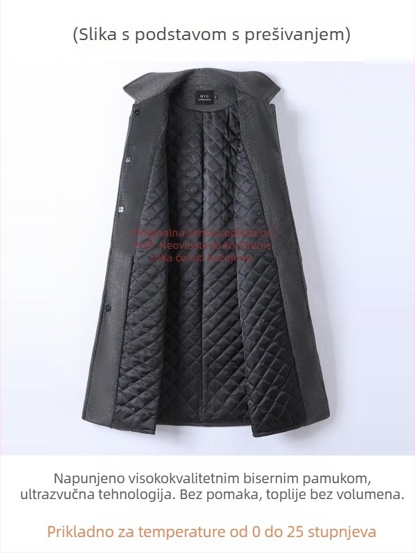 Ženski kaput srednje dužine s gumbima od roga, jednobojni, debela mješavina vune i kašmira, dugi rukavi, slobodan kroj, jesen 2025