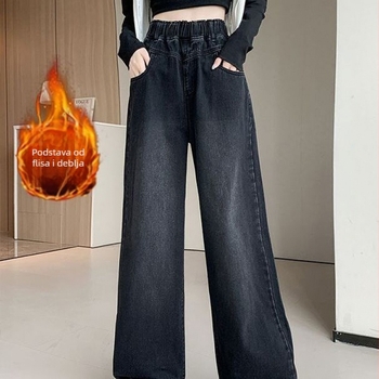 Traperice širokih nogavica, visokim strukom, denim, 95% pamuk, debeli materijal, zima 2024