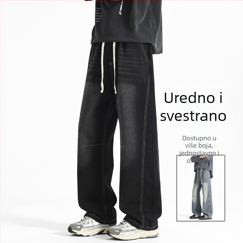 Džins hlače od denima - srednji pojas, ravni kroj, pamuk, lagana elastičnost, mladenački i energičan stil