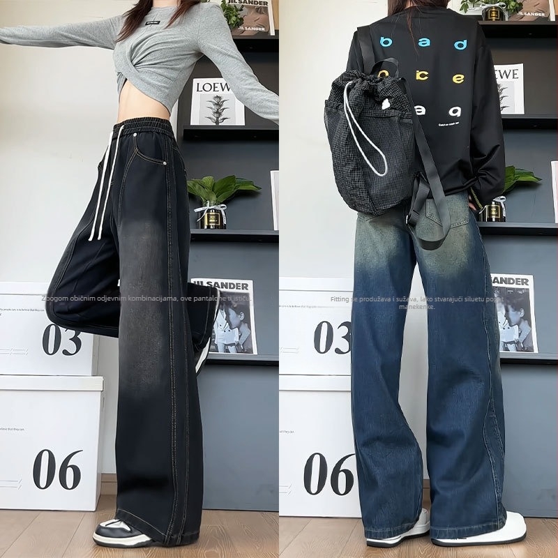 Muške traperice od denima s elastnim pojasom, ravni kroj, pamuk denim, baršunasta podstava, debele