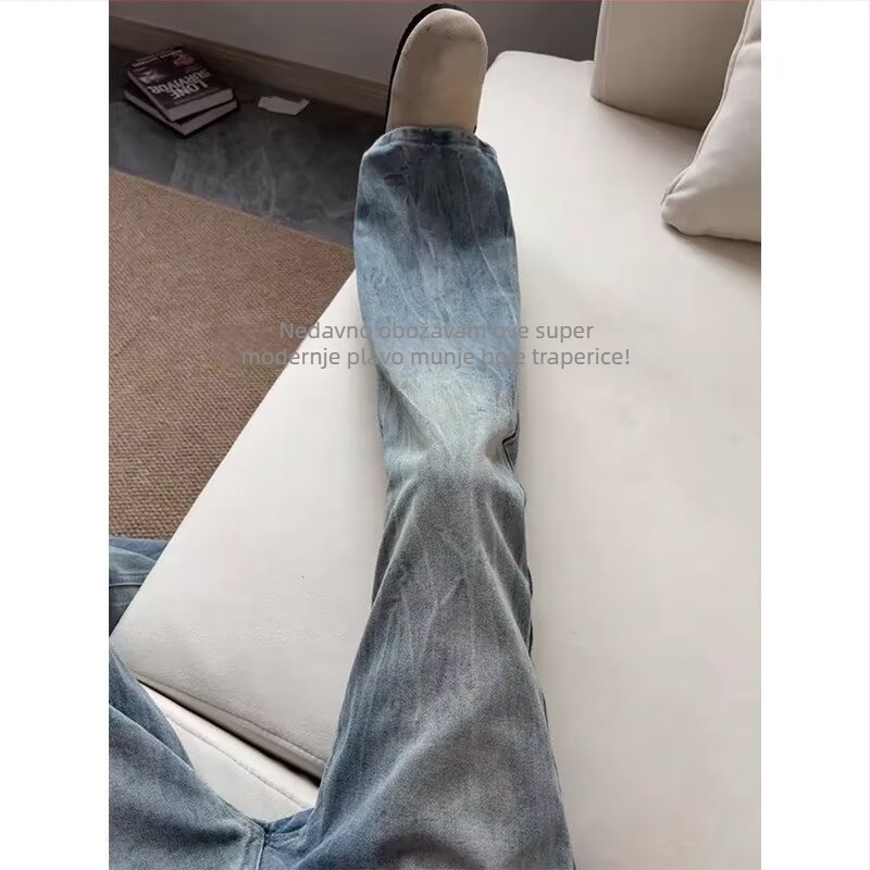 Traperice u američkom stilu, blago šire nogavice, slim fit kroj, duljina do poda, casual