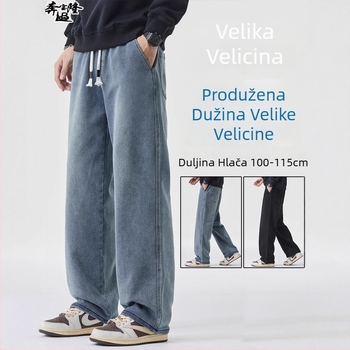 Muške traperice – opuštena ravna kroj, rastezljiva tkanina, srednji pas, više džepova, duljina 9/10, prikladne za jesen