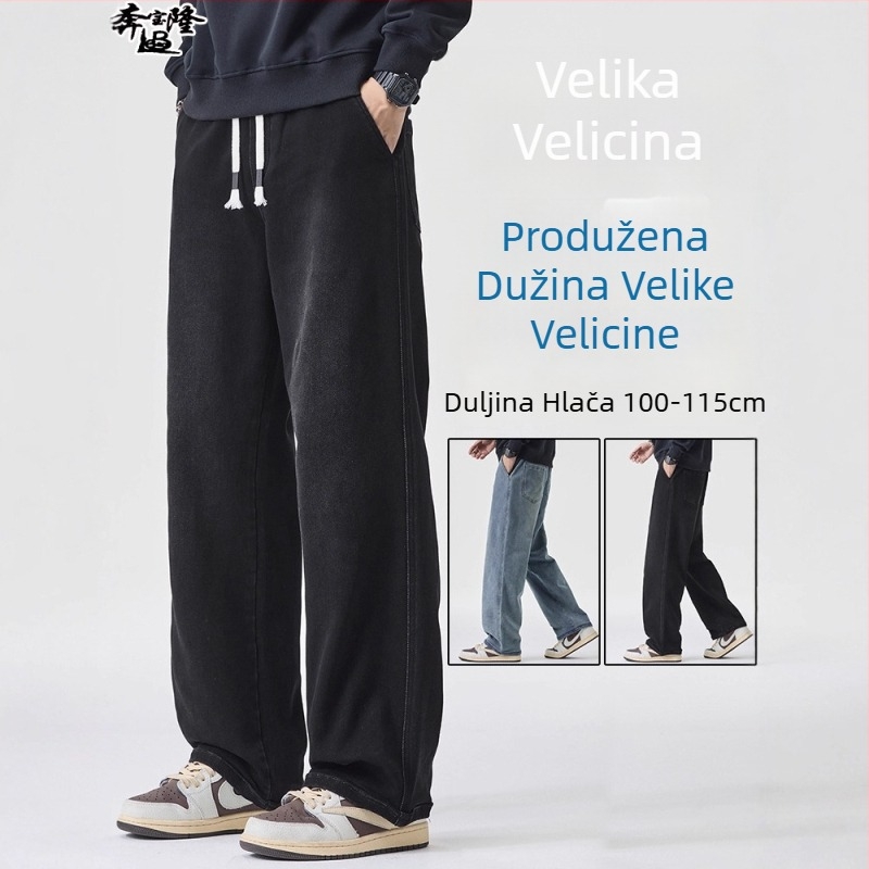 Muške traperice – opuštena ravna kroj, rastezljiva tkanina, srednji pas, više džepova, duljina 9/10, prikladne za jesen