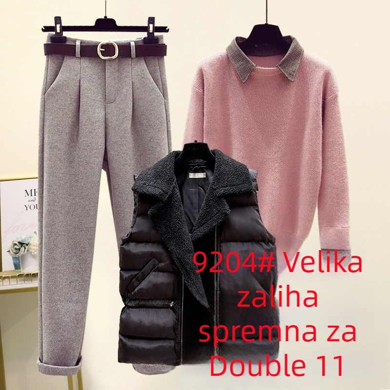 Ženski chenille prsluk s polo ovratnikom i zatvaračem, tkanina sa spandexom <30%