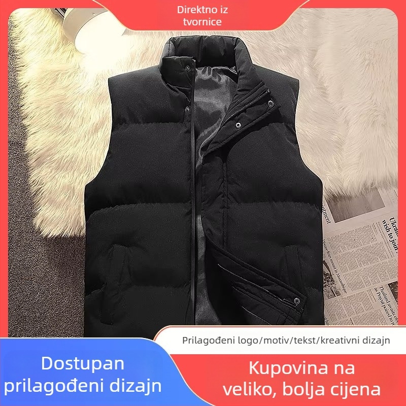 Vesta od Chenille-Spandex materijala, stojeći ovratnik, zatvarač, jednobojna