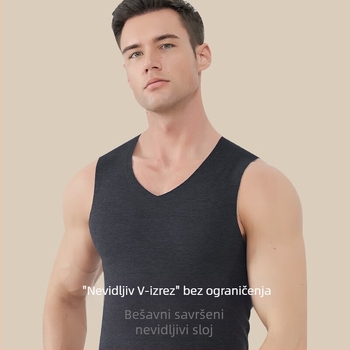 2-dijelni unisex termoske vestice set, V-izrez, teška poliester tkanina (301–350 g/m²), s patch-ovima od down-silk i velurom