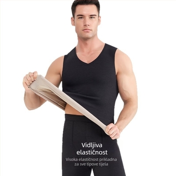 2-dijelni unisex termoske vestice set, V-izrez, teška poliester tkanina (301–350 g/m²), s patch-ovima od down-silk i velurom