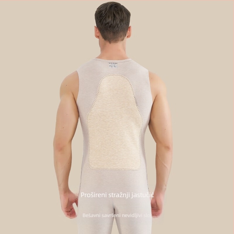 2-dijelni unisex termoske vestice set, V-izrez, teška poliester tkanina (301–350 g/m²), s patch-ovima od down-silk i velurom