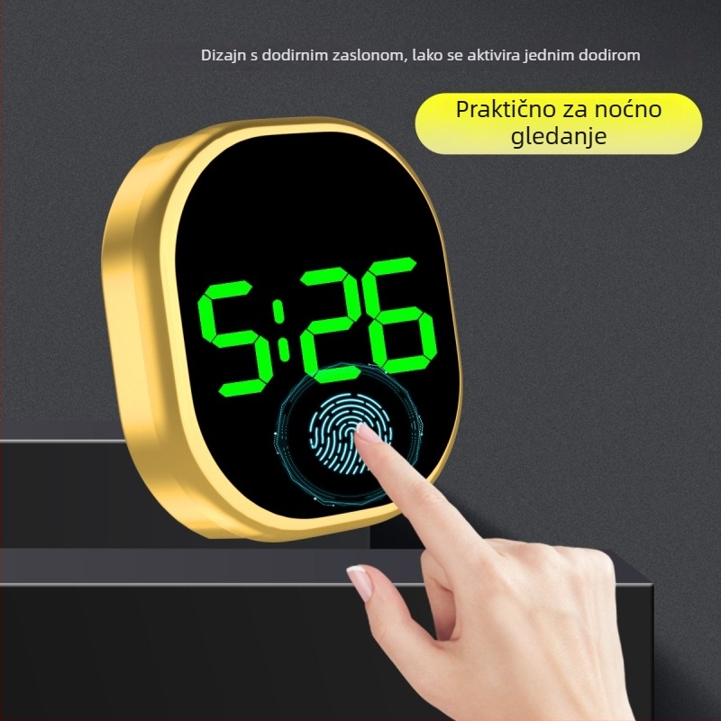 Automobilski unutarnji elektronički sat s luminescentnim zaslonom, svjetsko vrijeme i datum (Elektronički mehanizam; ovalni brojčanik; kućište od legure; keramički remen)