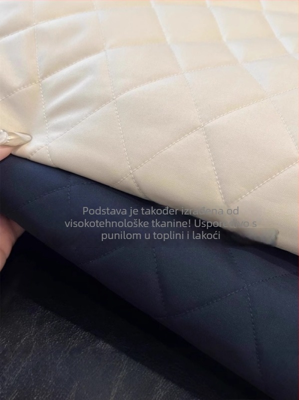 Ženska puffer jakna s pamukom napunjenih, dvostrana, dijamantno šivanje, ovratnik rever, zatvaranje zipom (Punjenje: pamuk; Osnovna tkanina: poliester; Ovratnik: rever; Zatvaranje: zip; Dvostruko nošenje)