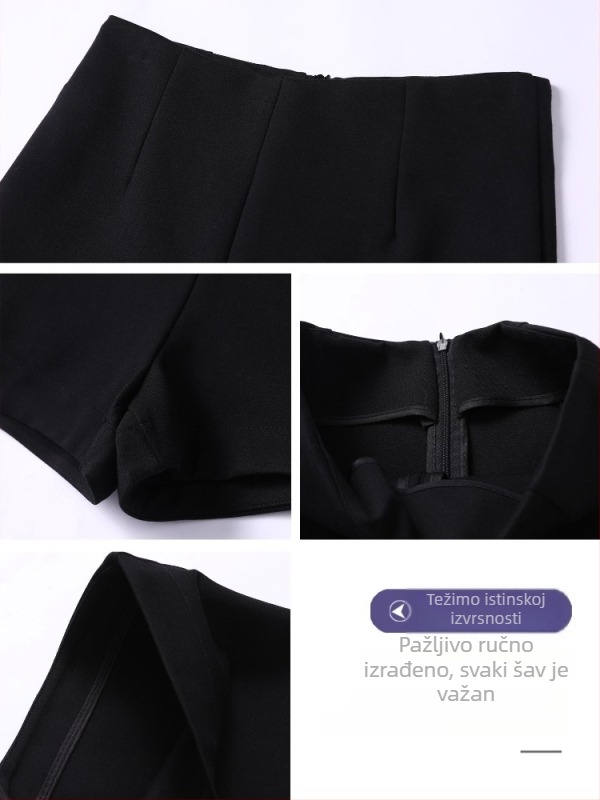 Ženske kratke hlače s visokim strukom, elastične, s fleece podstavom za jesen-zimu 2025 (Materijal: Spandex; Struk: Visok; Duljina: kratke hlače; Podstava: fleece; Elastičnost: Visoka)