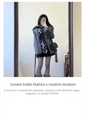 Ženske kratke hlače visokog struka, poliester, mikroelastičnost (zimska kolekcija 2025)