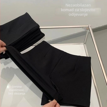 Ženske hlače s flecom, visokim strukom, straight kroj, vuneni materijal, 3/4 duljina, zima 2025, bez elastanu