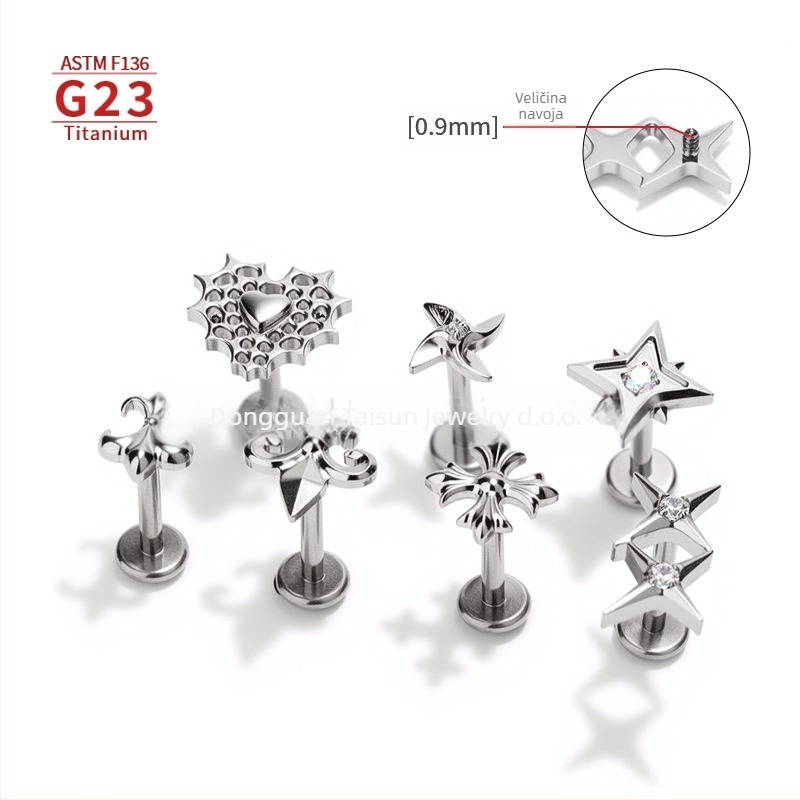 G23 Titanijeva legura piercing nakit – Geometrijski piercing za uho, usne i pupak; polirano; unisex, minimalistički stil