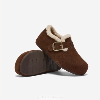 Cipele Birkenstock od prave kože, potplata od ovčje kože, debela gumena potplata, okrugli vrh, korejska verzija, niska gornja linija