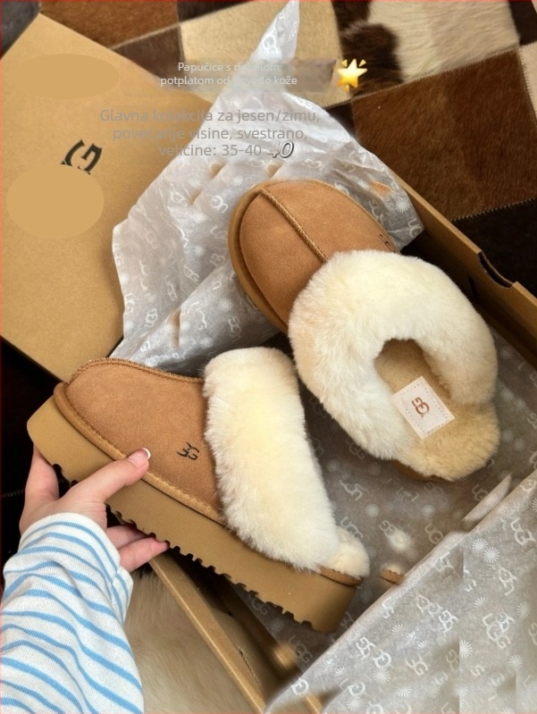 Ženske slip-on čizme s krznom, debela pjena đon, zaobljeni vrh, niski kroj, zimska obuća