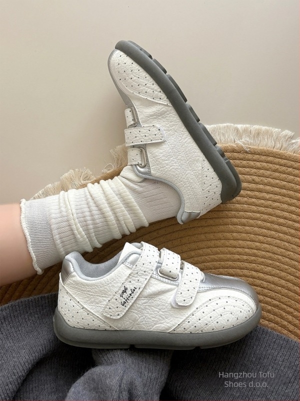Ženske svakodnevne ravne tenisice s Velcro zatvaračem, gornji dio od umjetnog pliša, debeli đon, gumeni đon, latex ulošak