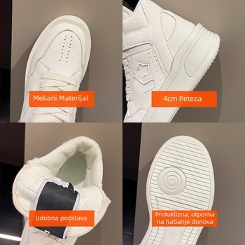 Ženske tenisice za sport s povećanjem visine, srednje visoke, gornji dio od super vlakana, gumena potplat, vezanje