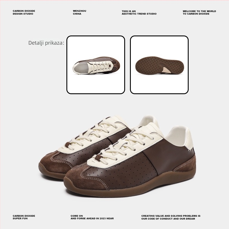 Unisex tenisice s okruglim vrhom, gornji dio od mješovitih materijala, vezanje šnurkama, niska peta 1–3 cm, gumeni potplat