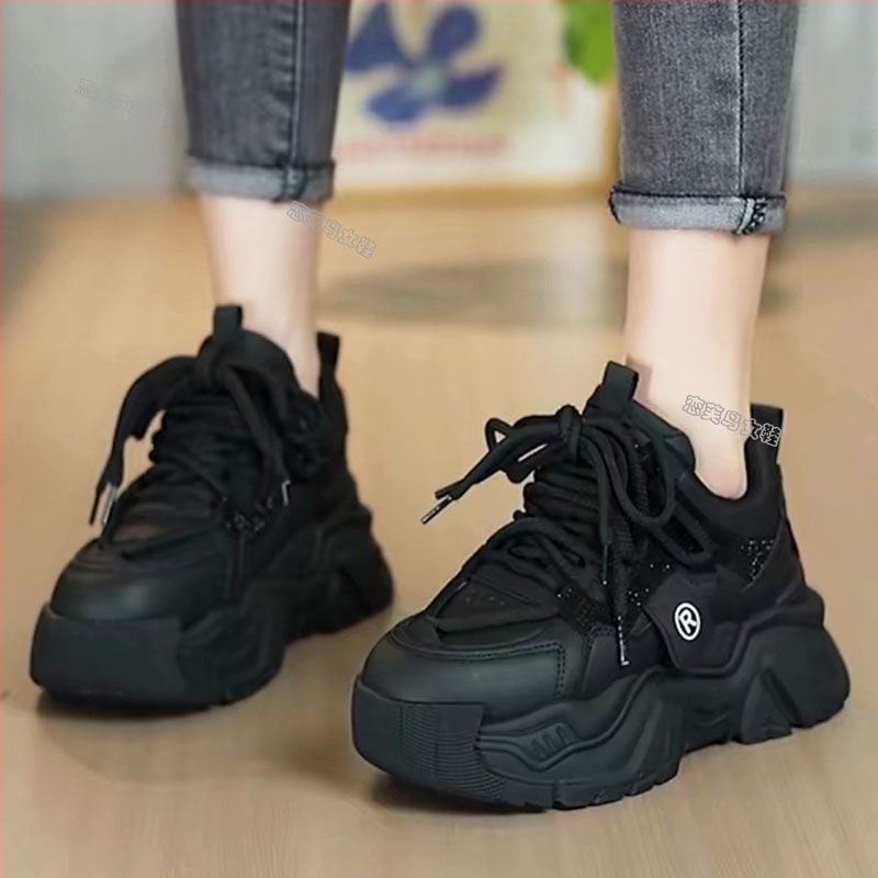 Ženske platforme tenisice u stilu dad shoe, lagane i udobne, platnena gornja, TPU potplat, vezanje, unutarnje podizanje visine, zimska sezona
