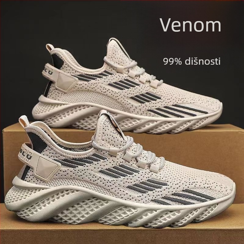 Muške tenisice s fly-knit mrežastim gornjim dijelom, lagane i prozračne, đon injekcijski oblikovanog materijala, vezanje, niski profil