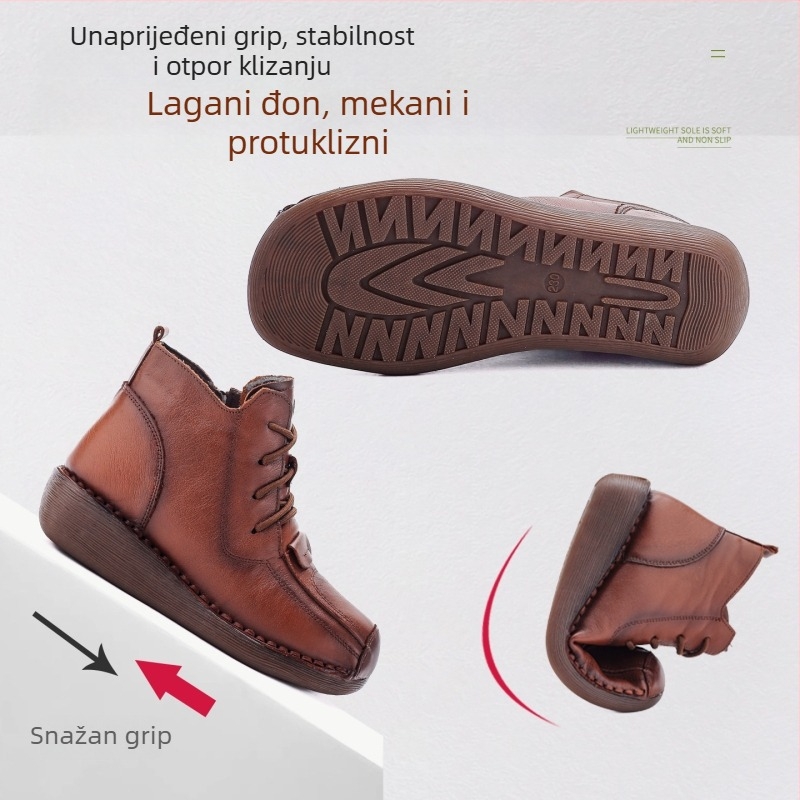 Ženske čizme s klinastim potpeticama 3-5 cm, visok shaft; gornji dio: prirodna koža prve klase; unutarnja: umjetno krzno; potplat: guma (klinasti potpetica 3-5 cm; gornji dio: koža prve klase; unutarnja: umjetno krzno; potplat: guma)
