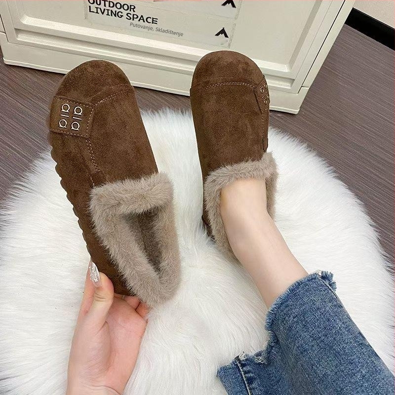 Pamukaste cipele s fleec vunom podstavom, slip-on dizajn, protuklizna gumena potplat, gornji dio od umjetne PU, niski vrh, 1–3 cm peta, za jesen zimu