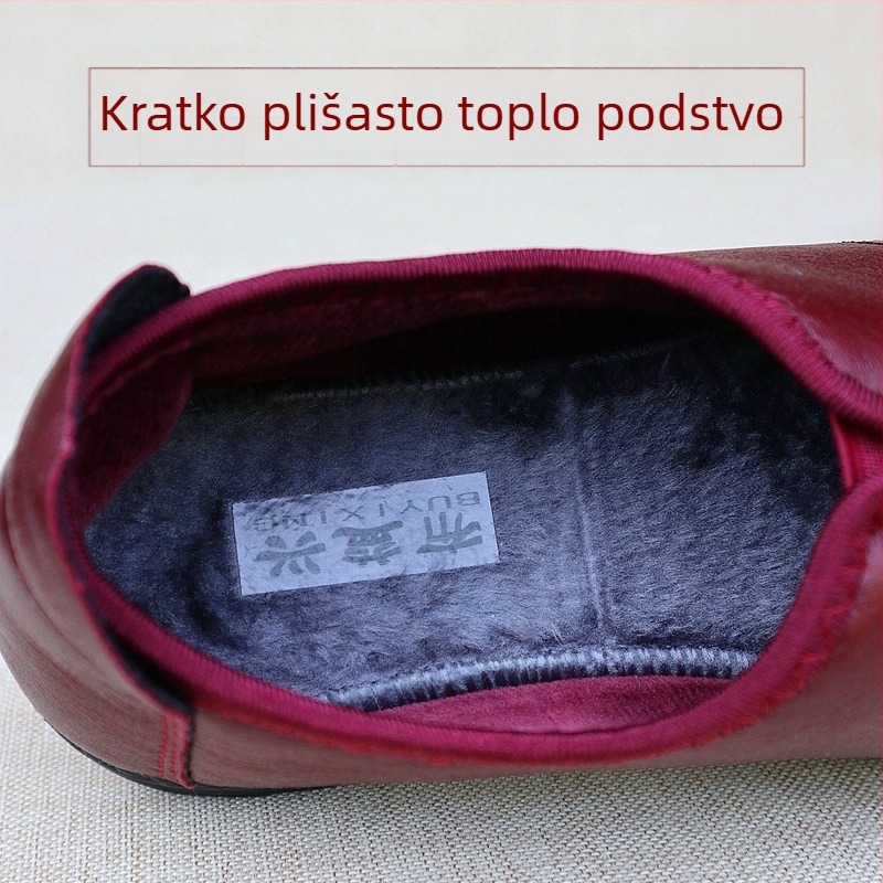 Ženske ručno pletene platnene cipele - retro stil, unutarnje umjetno krzno, gornji dio od pamuka, PU potplat, okrugli vrh, niski gornji dio, peta 3-5 cm, otvor 7-11 cm