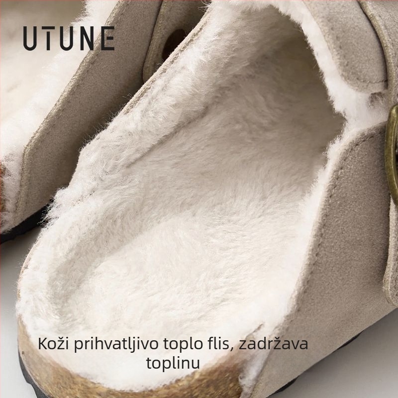Ženske mule s flecom, gornji dio od sintetičke kože, unutarnja podstava od umjetne dlake, potplat od TPR, slip-on