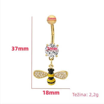 Bakreni pupčani prsten, unisex, dizajn životinja/zodijak, elektroplatiranje