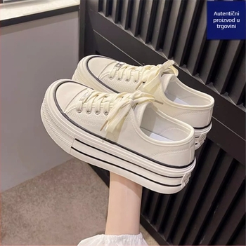 Ženske platnene tenisice s injekcijski oblikovanom plastičnom sole i prednjim vezivanjem šnurkama
